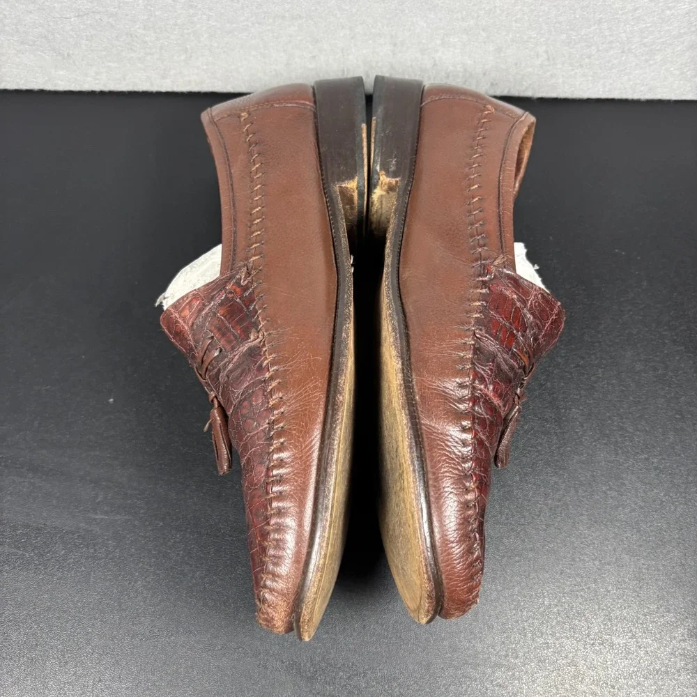 Brass Boot Alligator Tassel Loafers Men 13 M Brown Caiman Leather Dress Shoes
